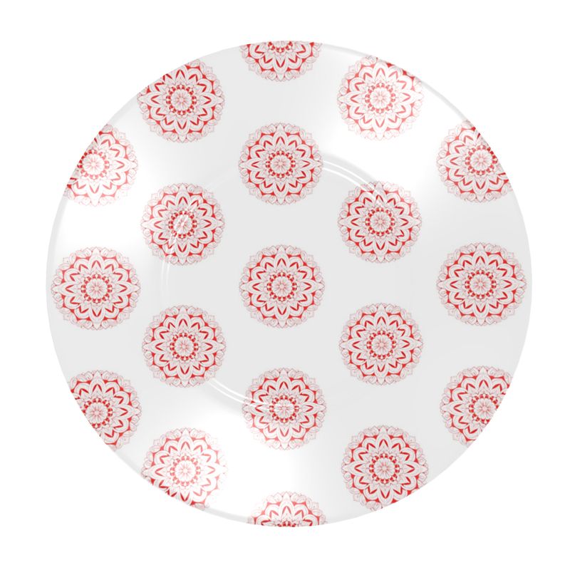 Red on White Medallion Bone China