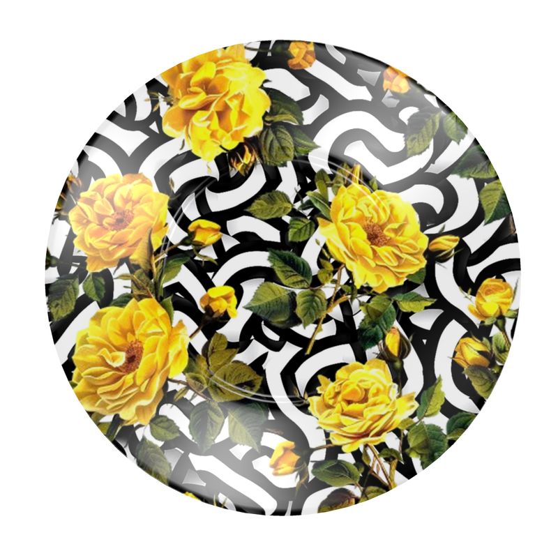 Amarillo Rose on Black and White Bone China