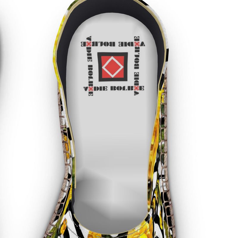 Amarillo Rose on Black and White Espadrilles