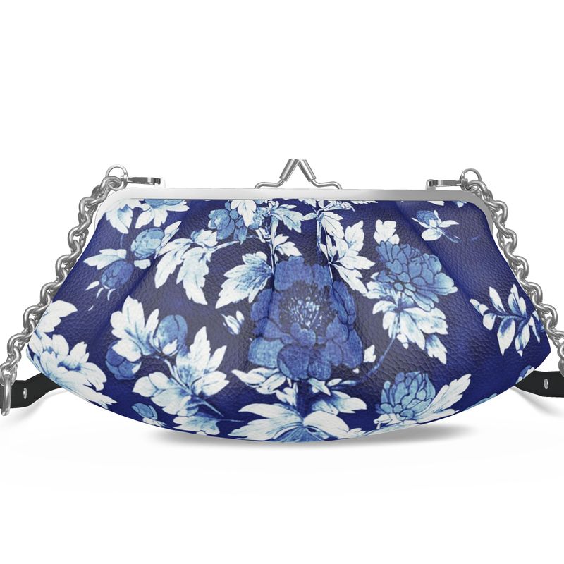Augusta Blue Floral Pleated Handbag