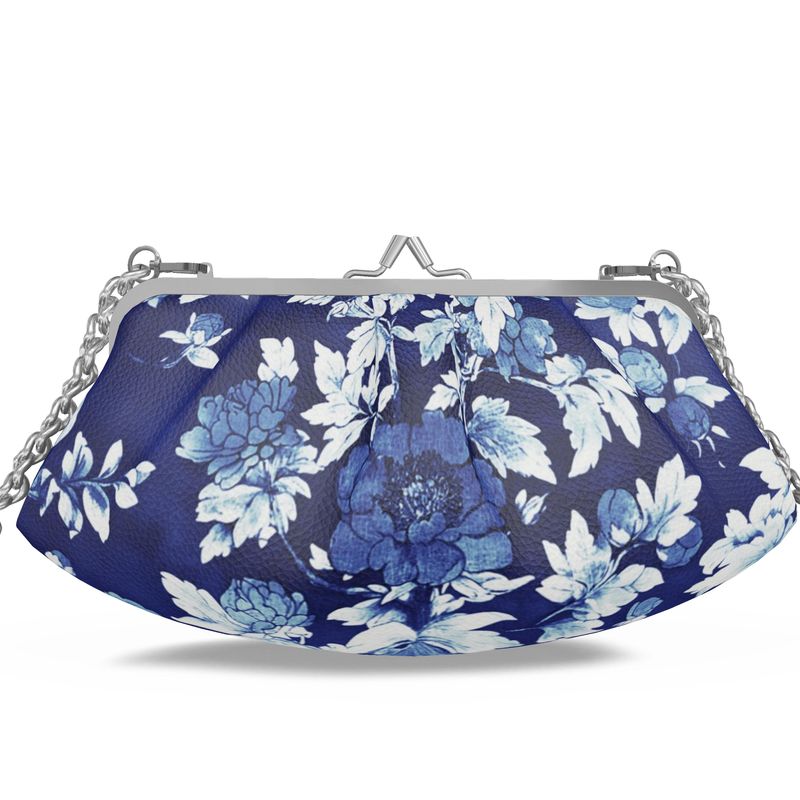 Augusta Blue Floral Pleated Handbag