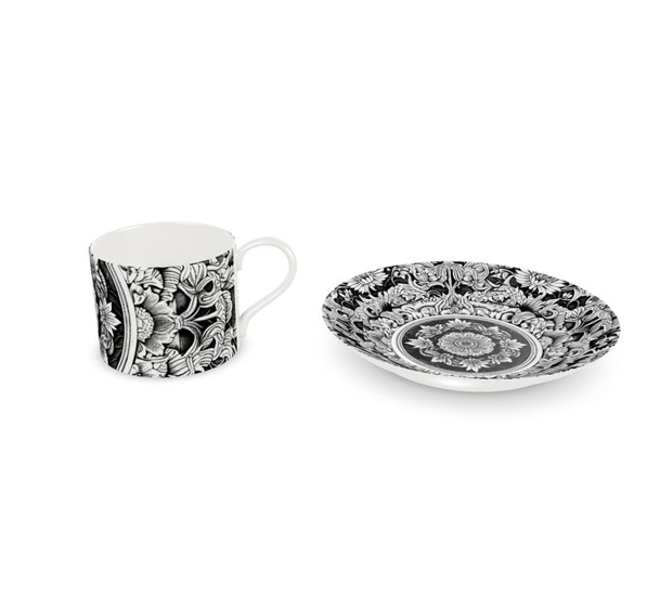 Astorbourne Medallion Black Floral Bone China