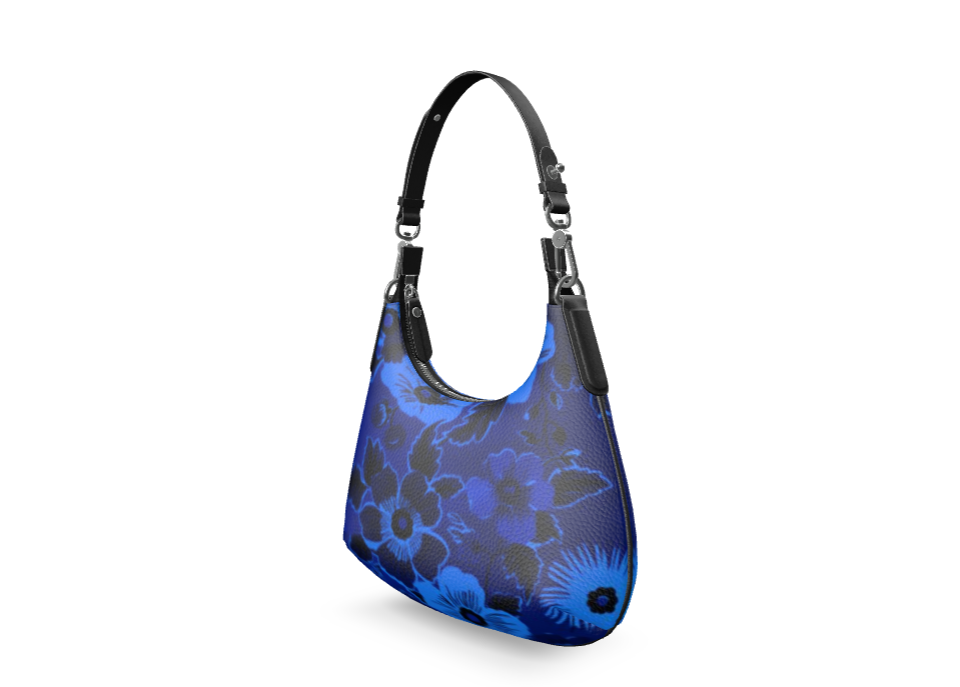 Bouffant Floral Cobalt Shoulder Bag