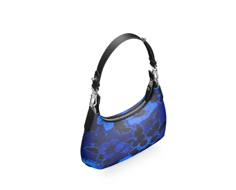 Bouffant Floral Cobalt Shoulder Bag