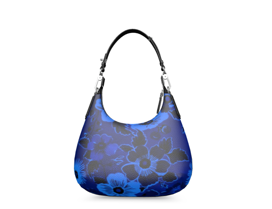 Bouffant Floral Cobalt Shoulder Bag