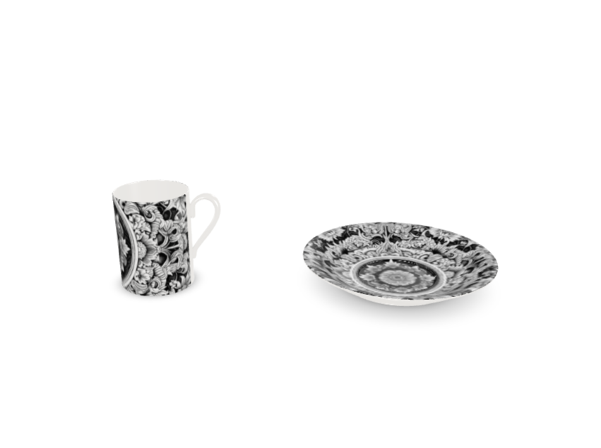 Astorbourne Medallion Black Floral Bone China