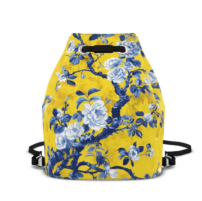 Beauchamp Goldenrod Floral Nappa Leather Bucket Bag