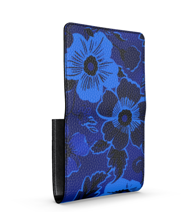 Bouffant Floral Cobalt Foldover Wallet