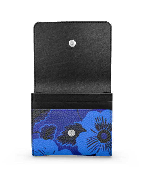Bouffant Floral Cobalt Foldover Wallet