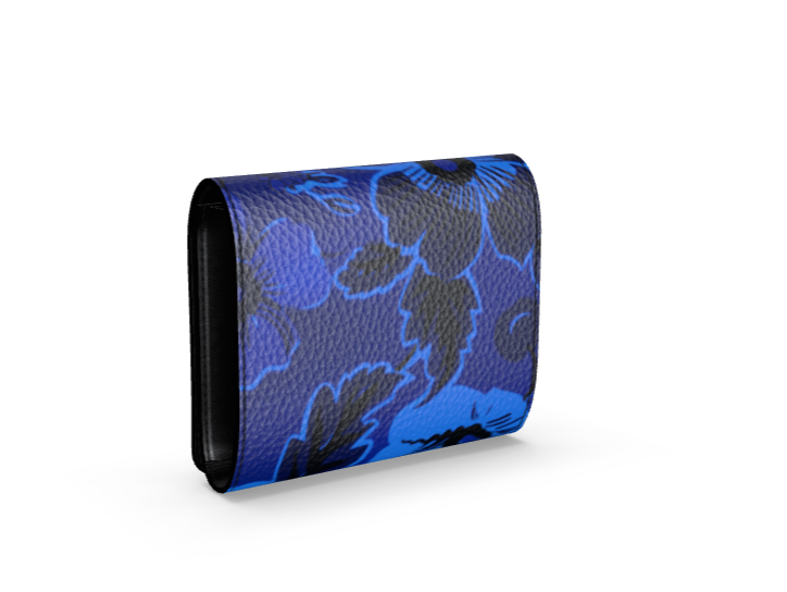 Bouffant Floral Cobalt Foldover Wallet