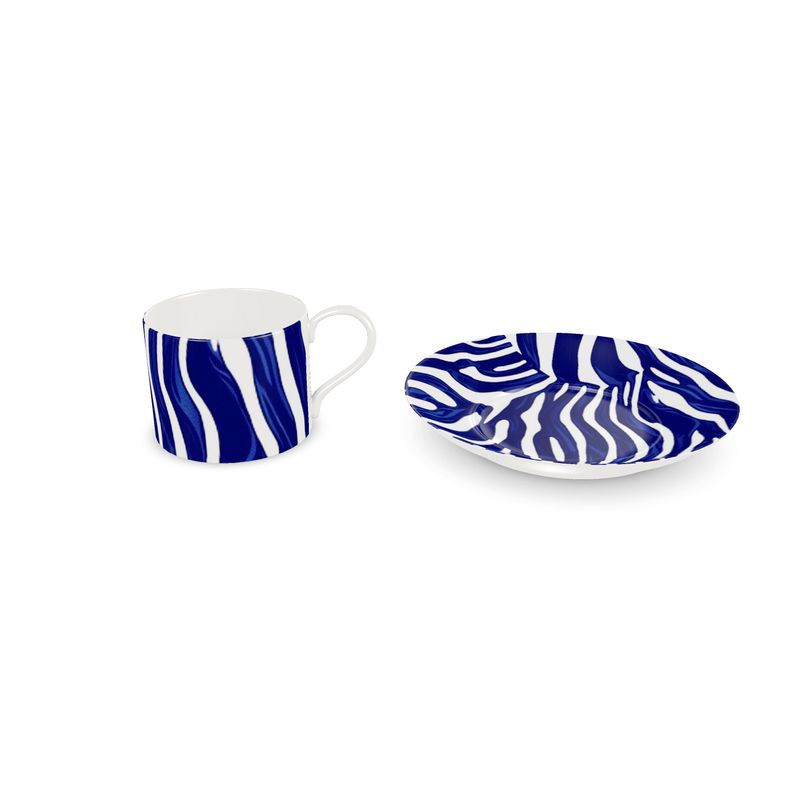 Equus Blue and White Zebra Bone China