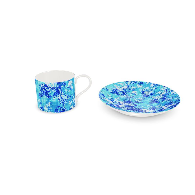 Millicent Cobalt on Turquoise Toile Bone China