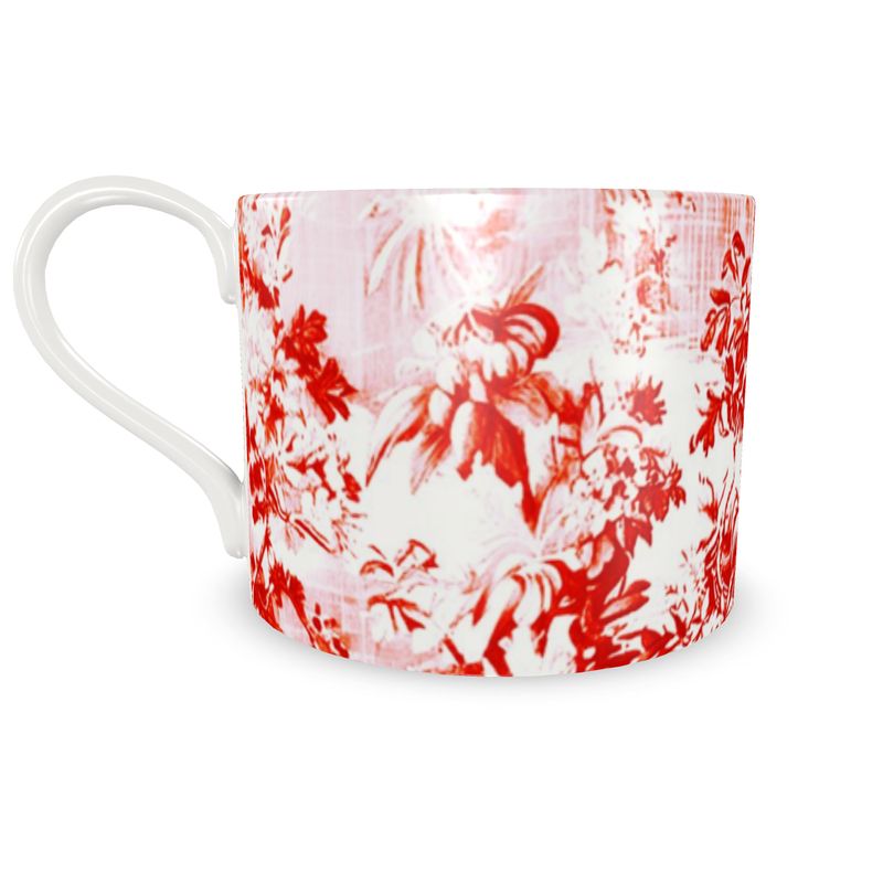 Millicent Bright Red Floral Toile Bone China