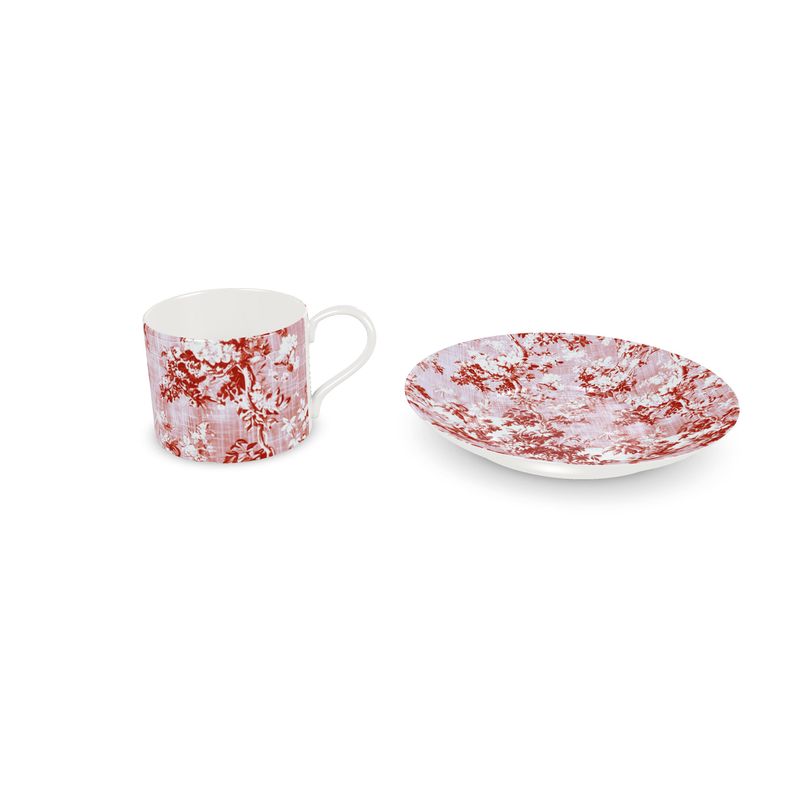 Millicent Dark Red Floral Toile Bone China