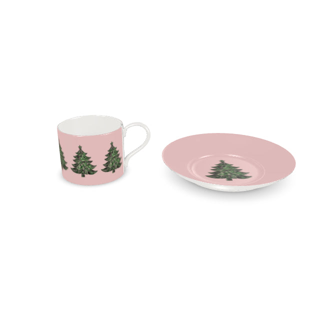 Catskills Christmas Tree on Pink Bone China