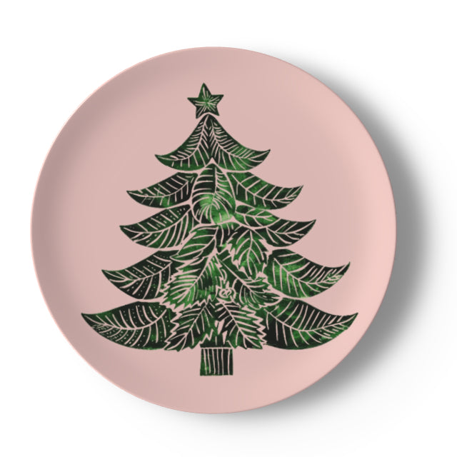 Catskills Christmas Tree on Pink Bone China