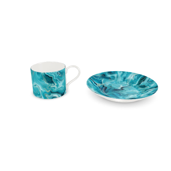 Marble in Turquoise Bone China